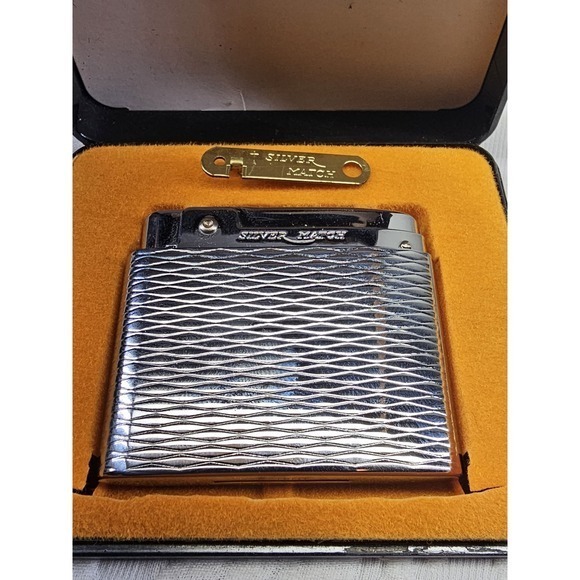 Silver Match Vintage Lighter Chrome Engraved Pattern Case - Picture 2 of 9